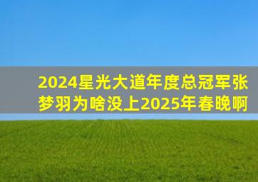 2024星光大道年度总冠军张梦羽为啥没上2025年春晚啊