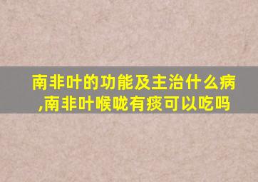 南非叶的功能及主治什么病,南非叶喉咙有痰可以吃吗