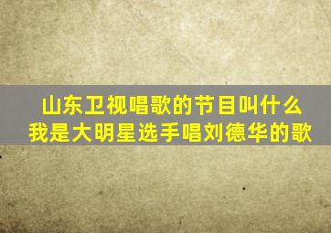 山东卫视唱歌的节目叫什么我是大明星选手唱刘德华的歌