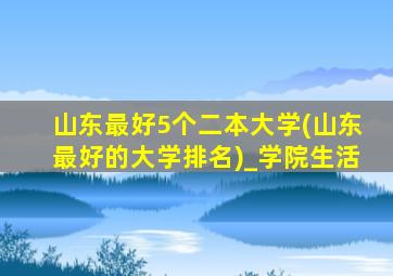 山东最好5个二本大学(山东最好的大学排名)_学院生活