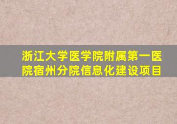 浙江大学医学院附属第一医院宿州分院信息化建设项目