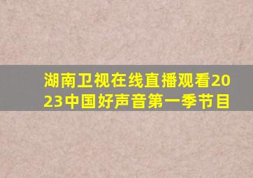 湖南卫视在线直播观看2023中国好声音第一季节目